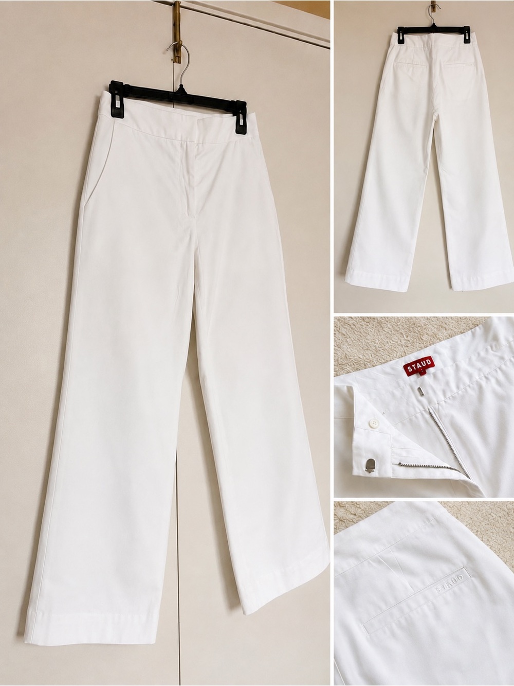 STAUD Women’s Straight Leg White Pants Size 4